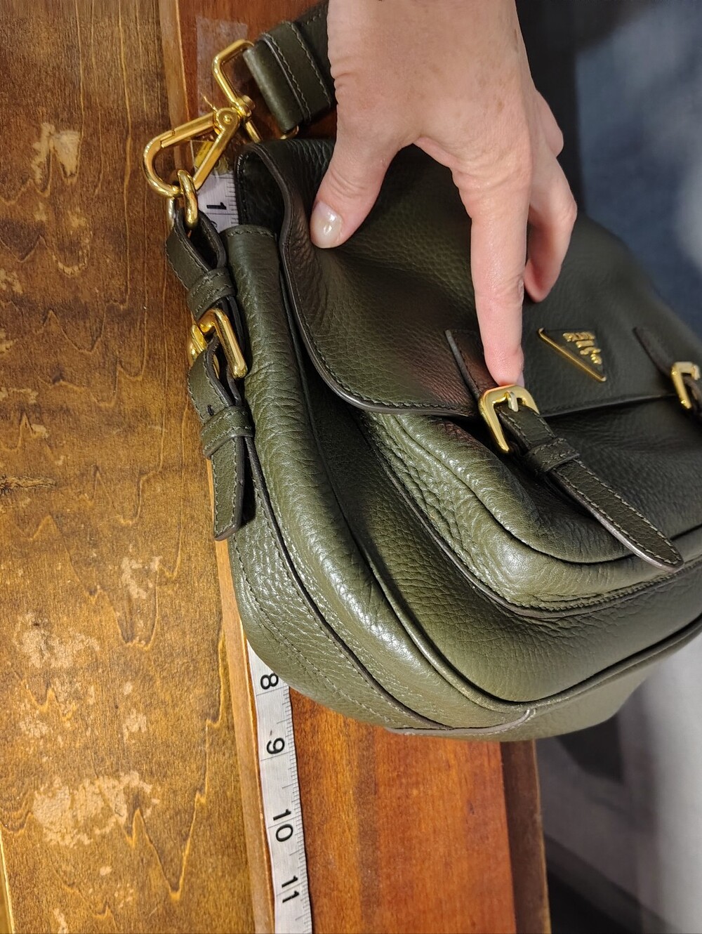 Prada Olive Green Leather Crossbody Bag - Picture 6 of 16